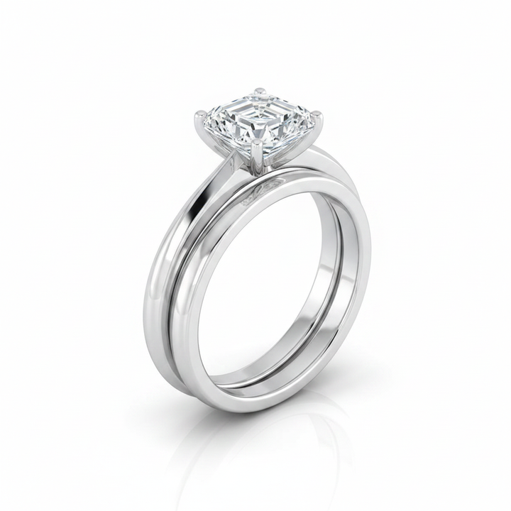 The Isolde Matching Wedding Band, Asscher in 18K White Gold | RockHer