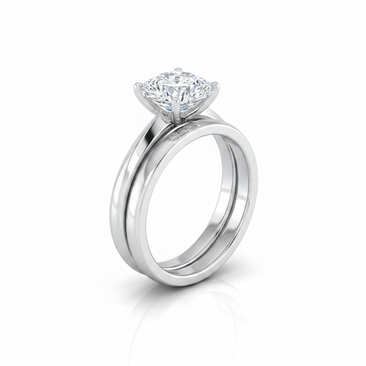 The Isolde Matching Wedding Band, Cushion in 18K White Gold