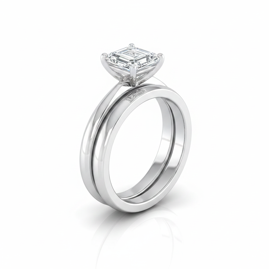 The Isolde Matching Wedding Band, Emerald in 18K White Gold