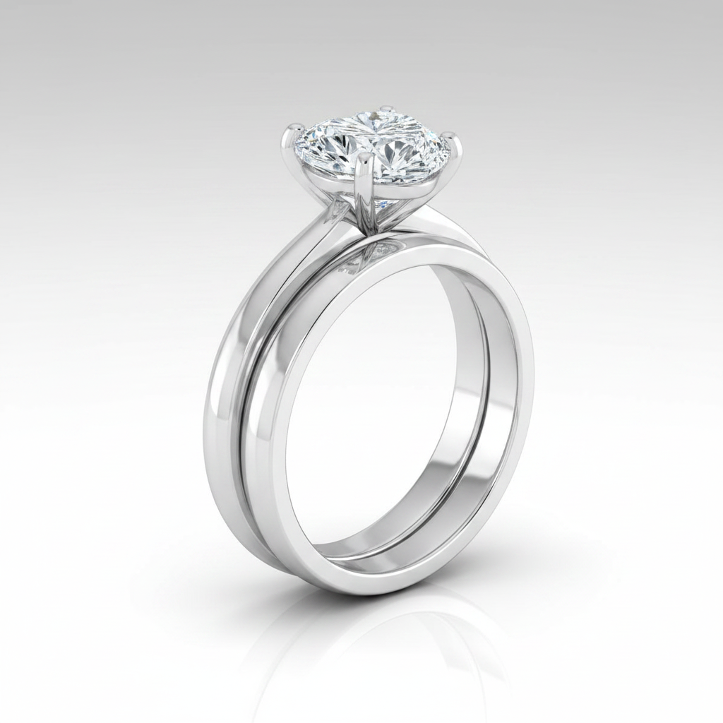 The Isolde Matching Wedding Band, Heart in 18K White Gold