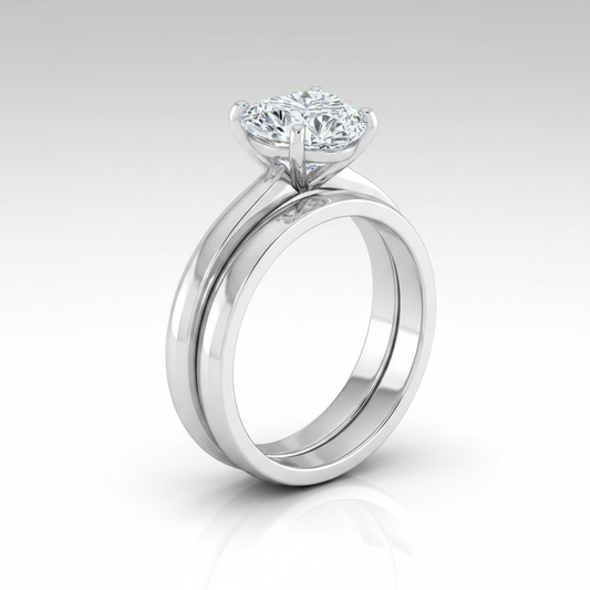The Isolde Matching Wedding Band, Heart in 18K White Gold