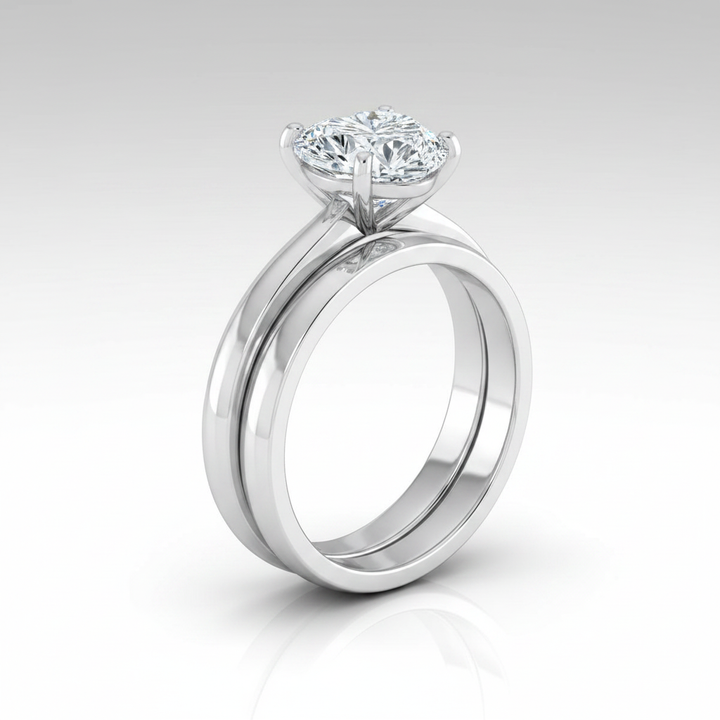 The Isolde Matching Wedding Band, Heart in 18K White Gold | RockHer