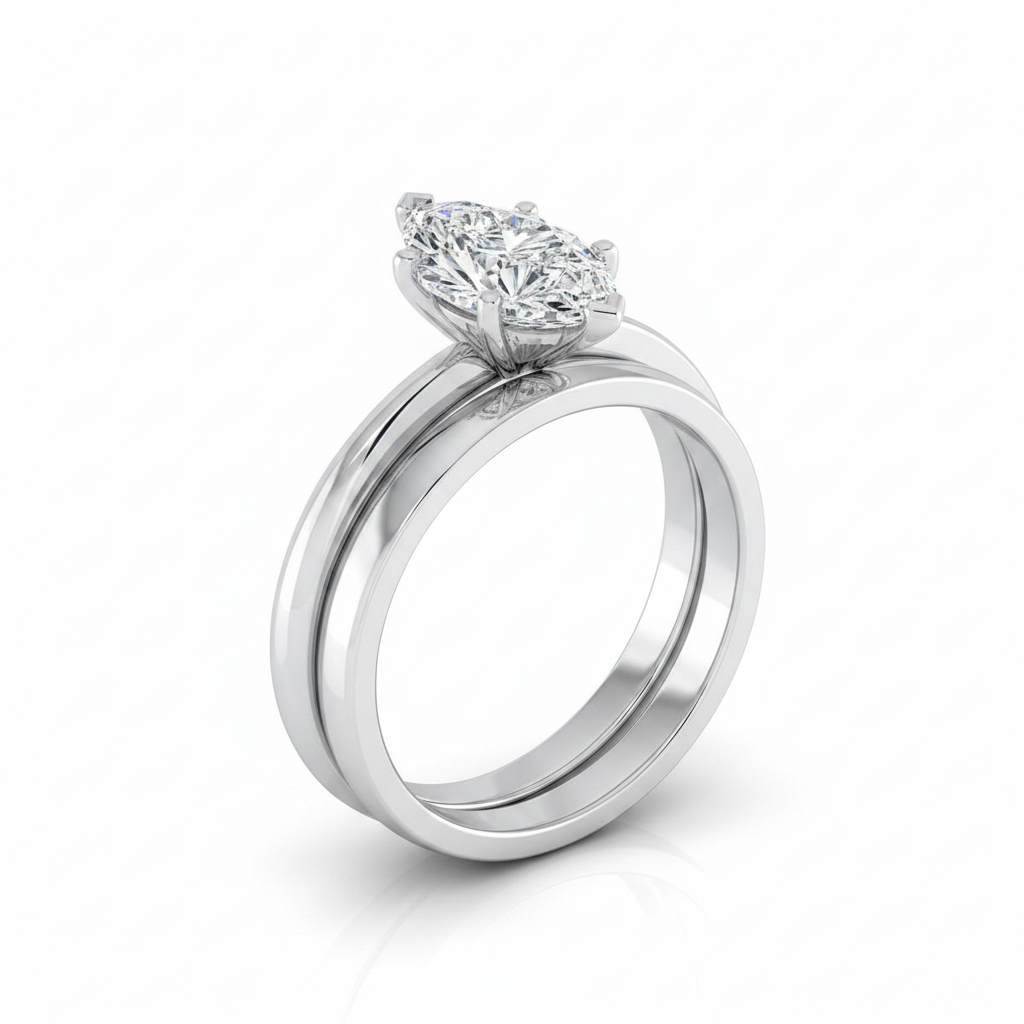The Isolde Matching Wedding Band, Marquise in 18K White Gold
