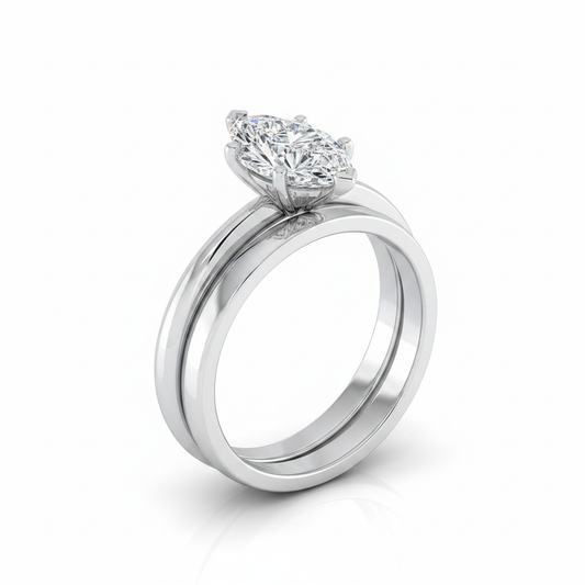 The Isolde Matching Wedding Band, Marquise in 18K White Gold