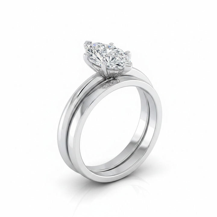 The Isolde Matching Wedding Band, Marquise in 18K White Gold | RockHer