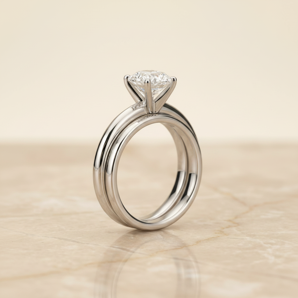 The Isolde Matching Wedding Band, Oval in 18K White Gold