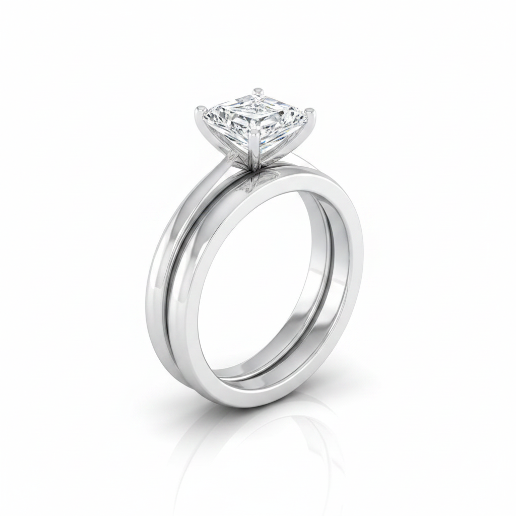 The Isolde Matching Wedding Band, Radiant in 18K White Gold