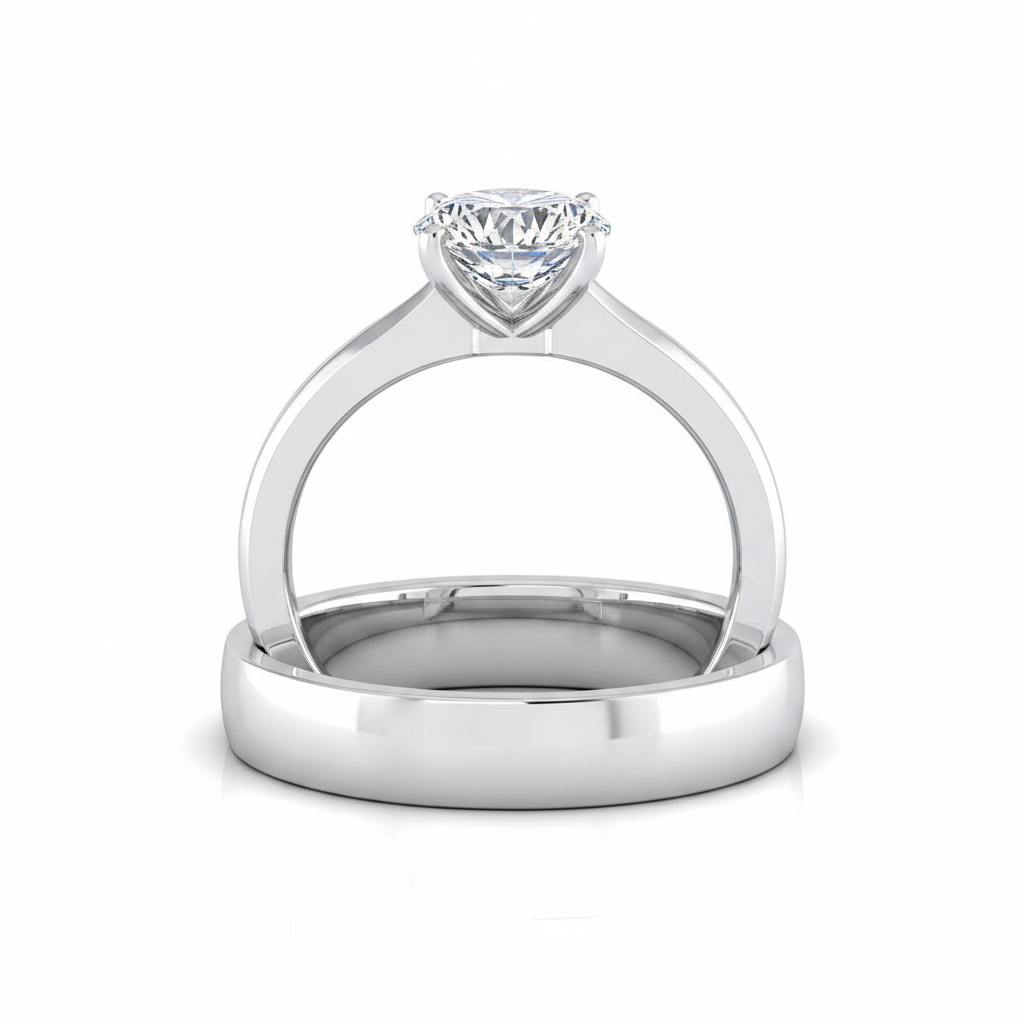 The Isolde Matching Wedding Band, Round in 18K White Gold