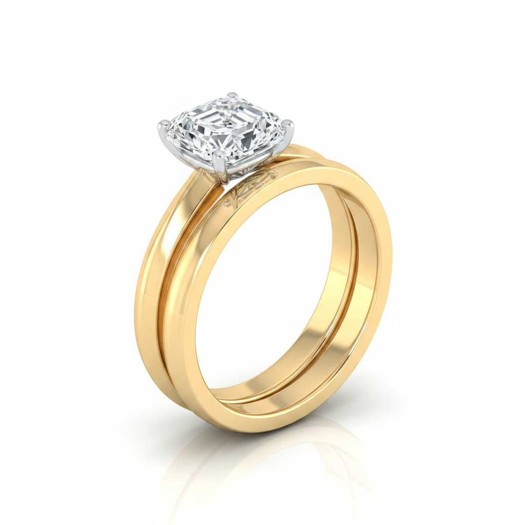 The Isolde Matching Wedding Band, Asscher in 18K Yellow Gold