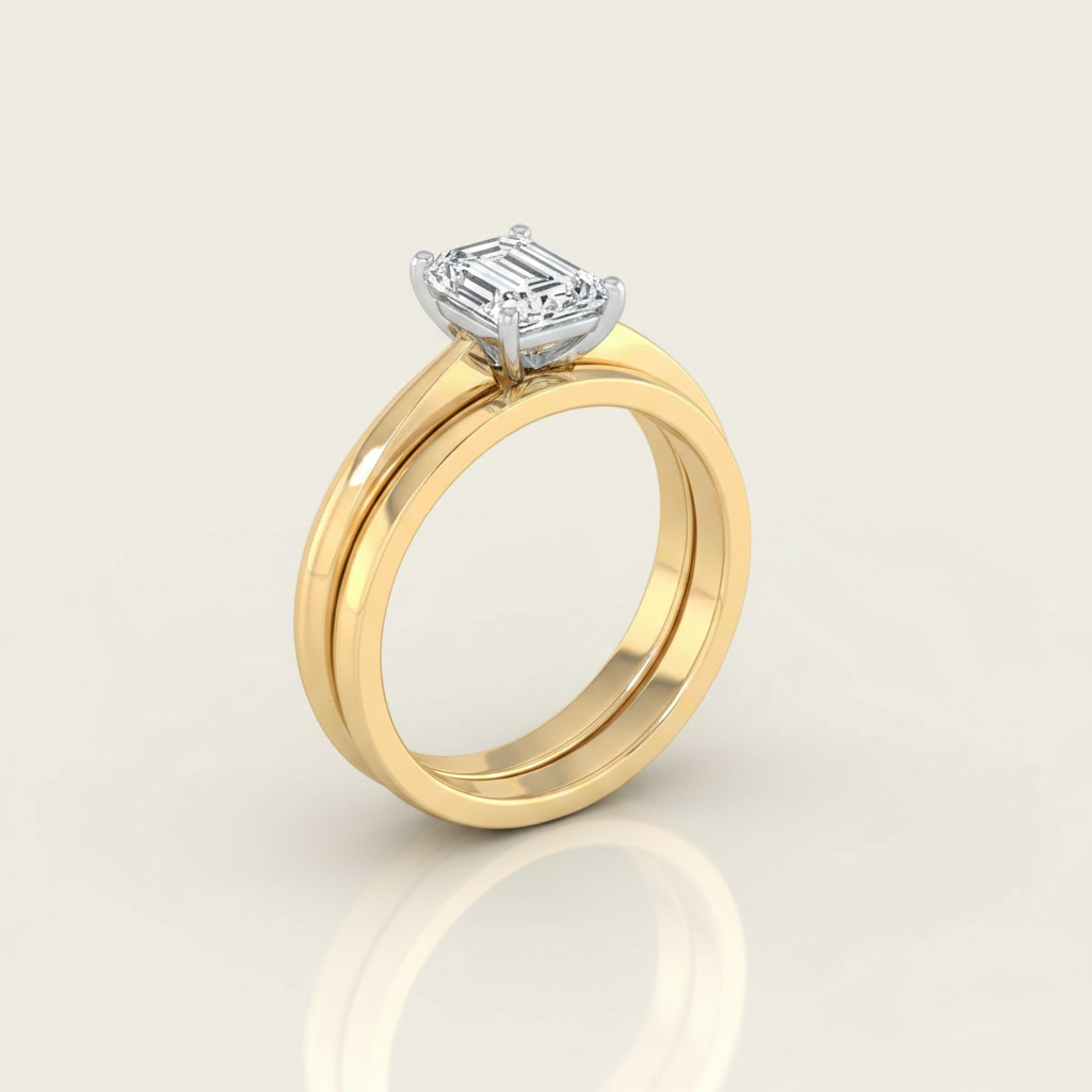 The Isolde Matching Wedding Band, Emerald in 18K Yellow Gold