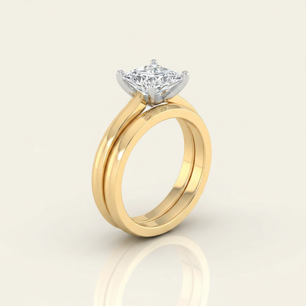 The Isolde Matching Wedding Band, Princess in 18K Yellow Gold
