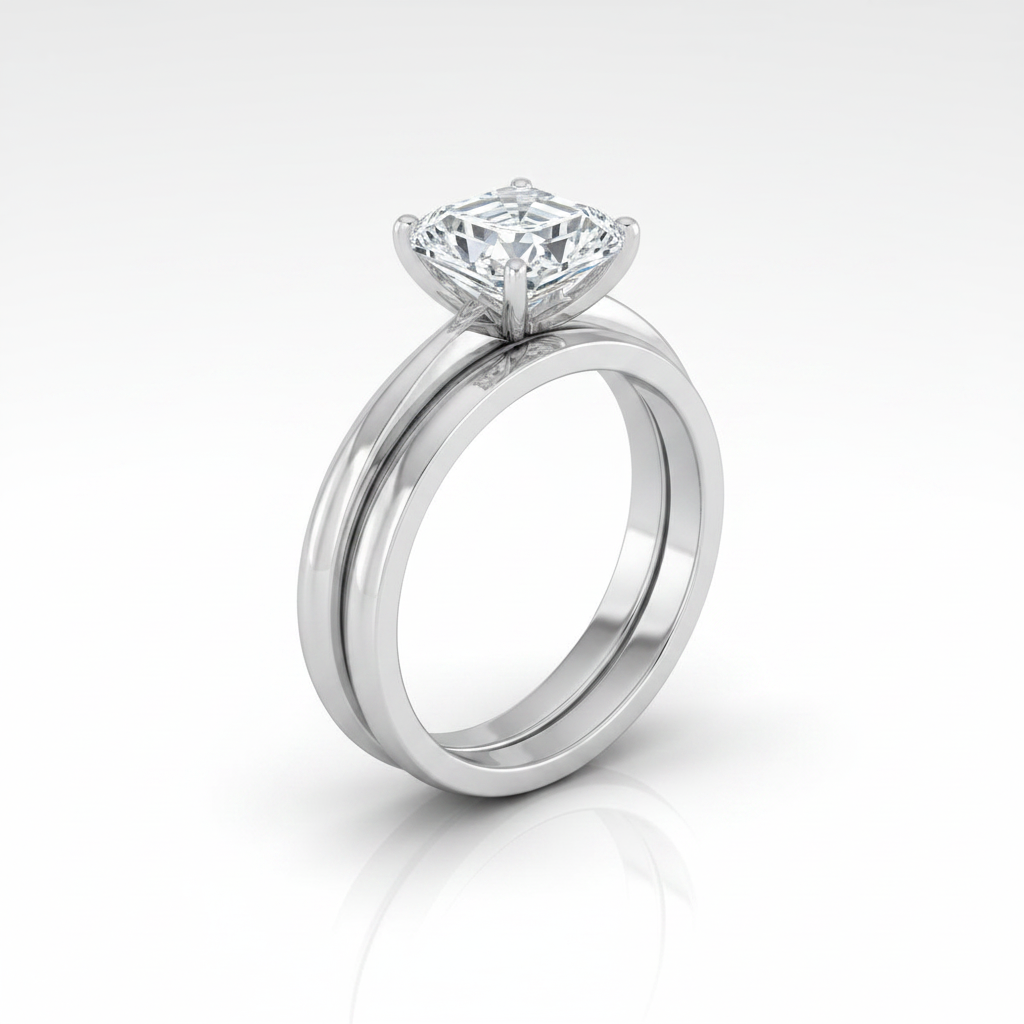 The Isolde Matching Wedding Band, Asscher in Platinum