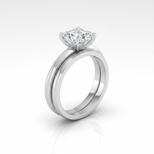 The Isolde Matching Wedding Band, Asscher in Platinum