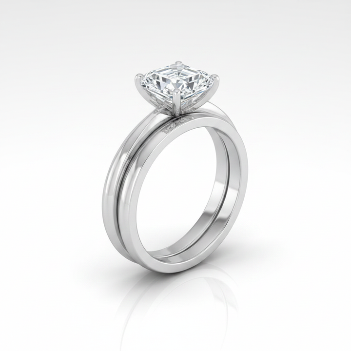 The Isolde Matching Wedding Band, Asscher in Platinum | RockHer