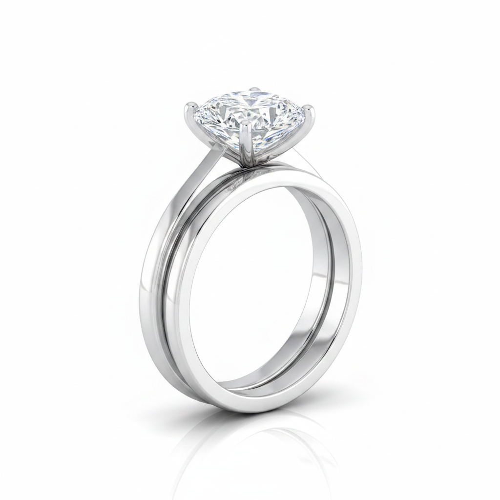 The Isolde Matching Wedding Band, Cushion in Platinum