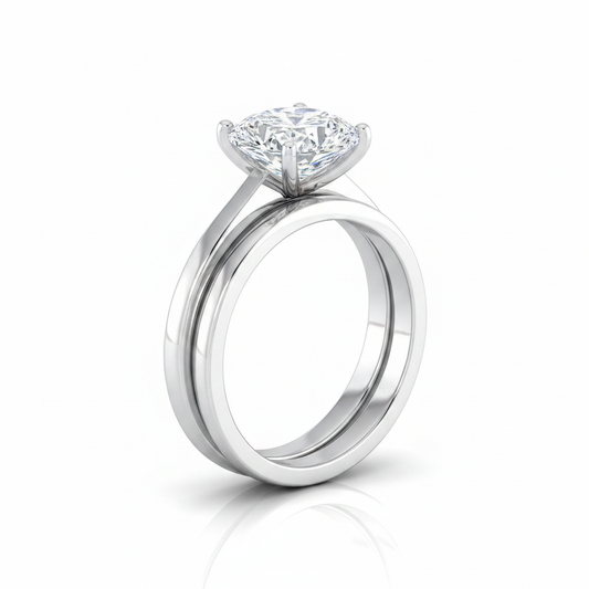 The Isolde Matching Wedding Band, Cushion in Platinum