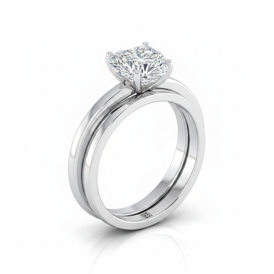 The Isolde Matching Wedding Band, Heart in Platinum