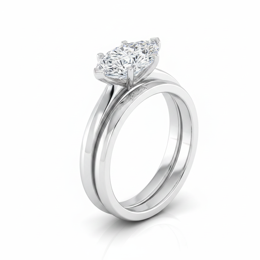 The Isolde Matching Wedding Band, Marquise in Platinum