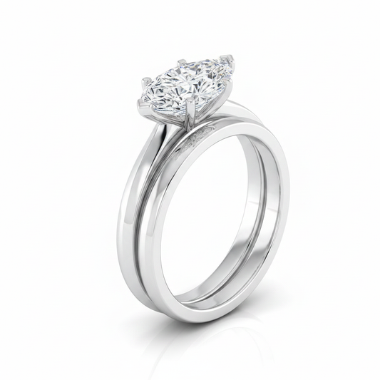 The Isolde Matching Wedding Band, Marquise in Platinum