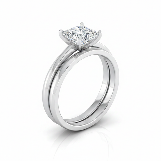 The Isolde Matching Wedding Band, Princess in Platinum