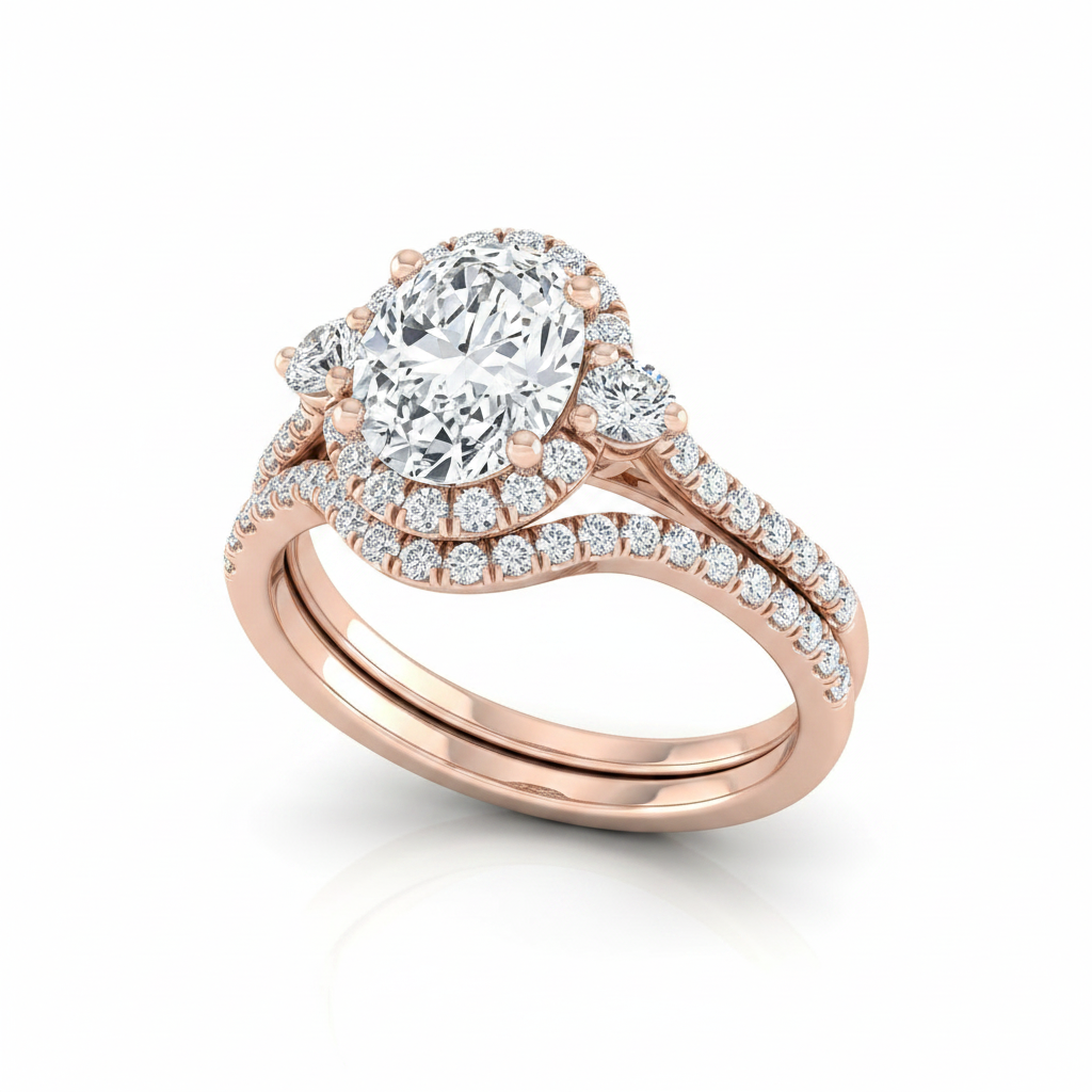 The Ivy Matching Wedding Band, Oval in 14K Rose Gold