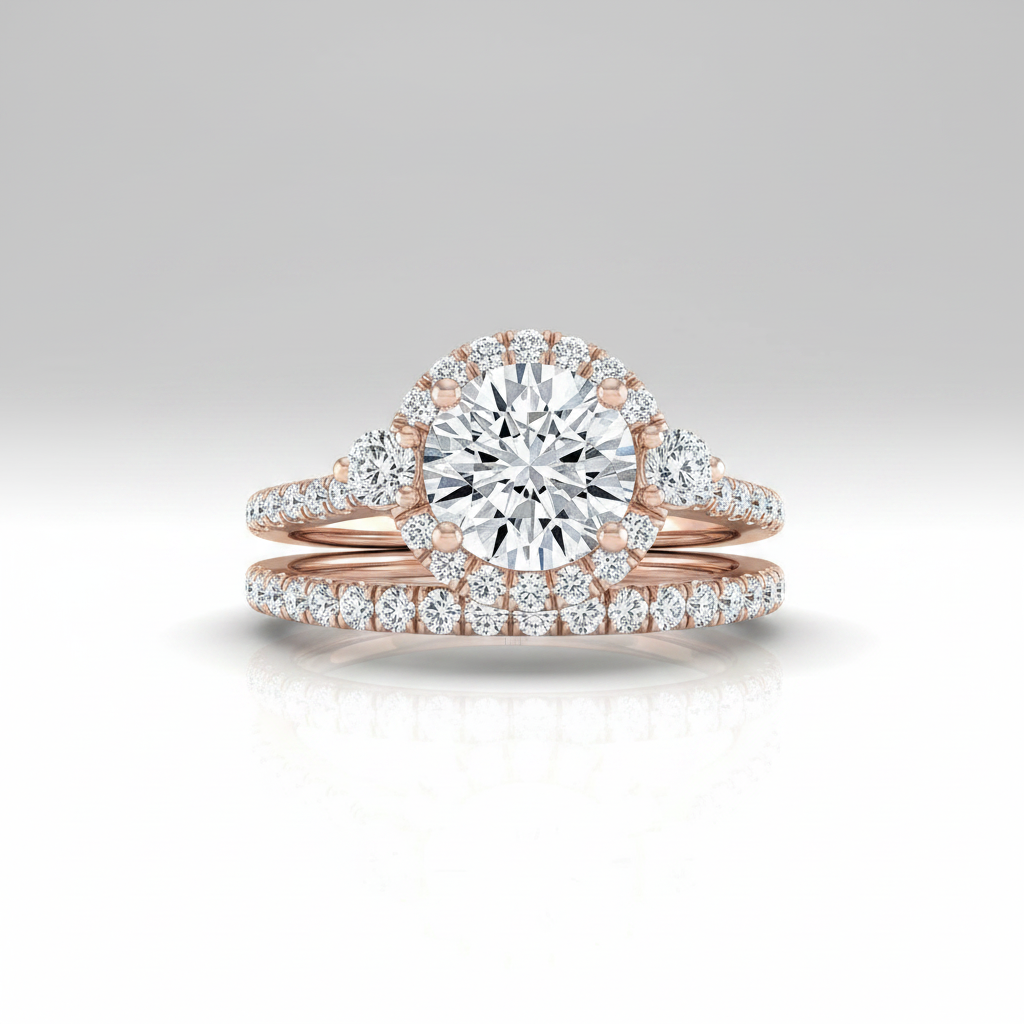The Ivy Matching Wedding Band, Round in 14K Rose Gold