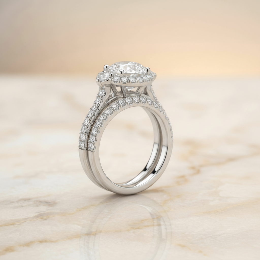The Ivy Matching Wedding Band, Oval in 18K White Gold