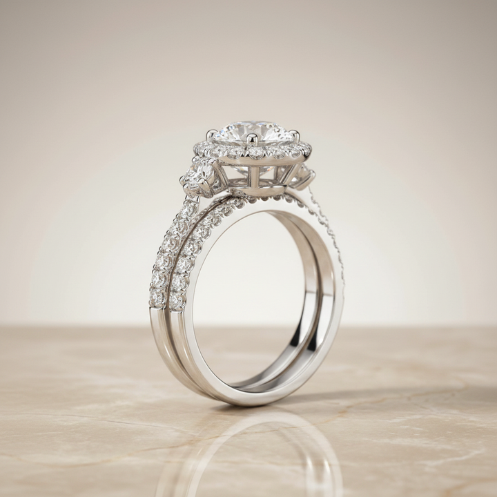 The Ivy Matching Wedding Band, Round in 18K White Gold | RockHer