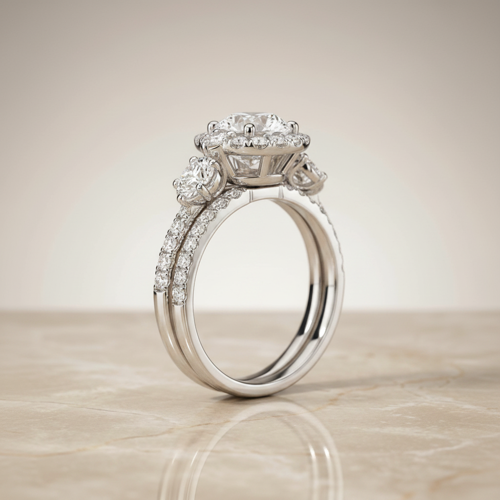 The Ivy Matching Wedding Band, Round in Platinum