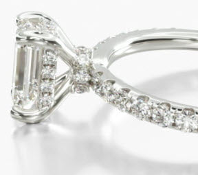 14K White Gold Pavé Hidden Halo Engagement Ring with 3.18ct Emerald Cut Center Lab Created Diamond GIA 2467444868