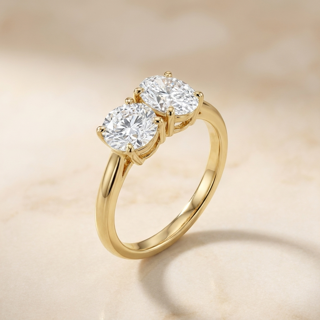 Select Toi et Moi Knife styling on The Jackie oval engagement ring setting | RockHer