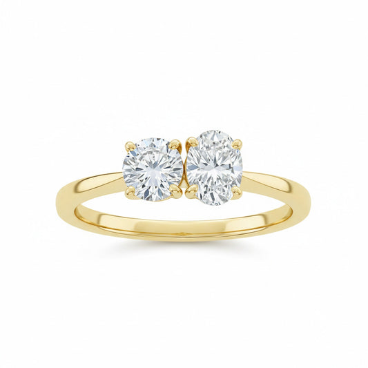 Jackie Toi et Moi Round & Oval Knife Edge Band engagement ring setting