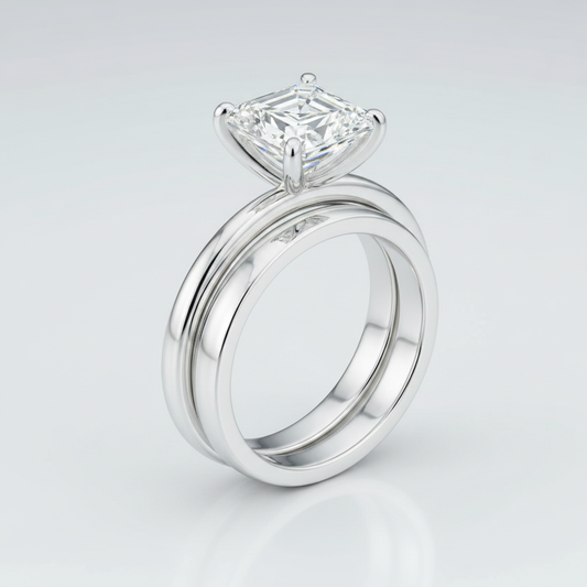 The Janis Matching Wedding Band, Asscher in 18K White Gold