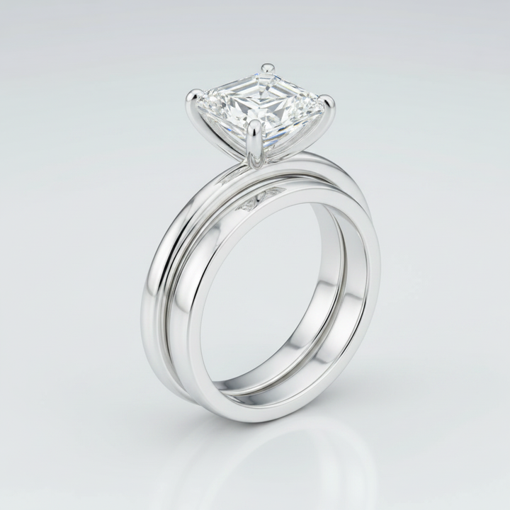 The Janis Matching Wedding Band, Asscher in 18K White Gold
