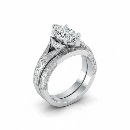 The Janis Matching Wedding Band, Marquise in 18K White Gold