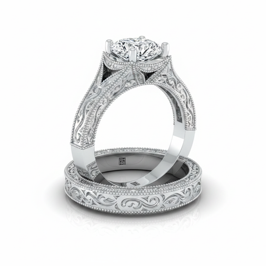 The Janis Matching Wedding Band, Pear in 18K White Gold