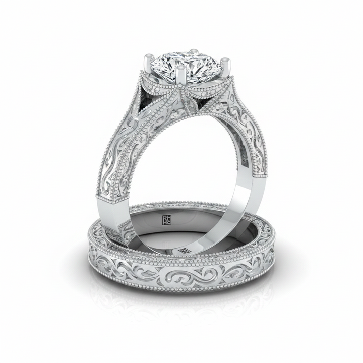 The Janis Matching Wedding Band, Pear in 18K White Gold