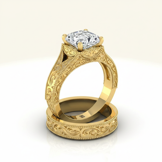 The Janis Matching Wedding Band, Asscher in 18K Yellow Gold