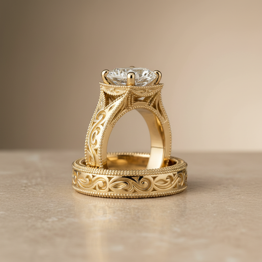 The Janis Matching Wedding Band, Cushion in 18K Yellow Gold