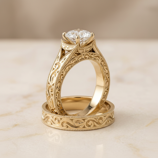 The Janis Matching Wedding Band, Oval in 18K Yellow Gold