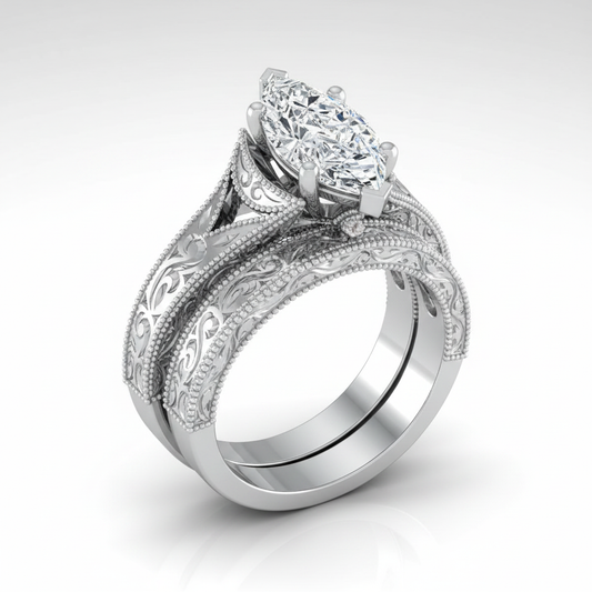 The Janis Matching Wedding Band, Marquise in Platinum