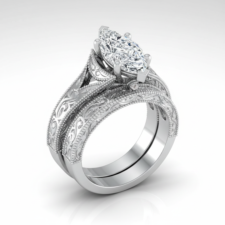 The Janis Matching Wedding Band, Marquise in Platinum | RockHer