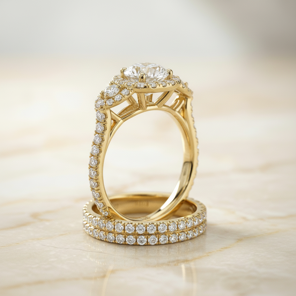 The Jennifer Matching Wedding Band, Round in 18K Yellow Gold