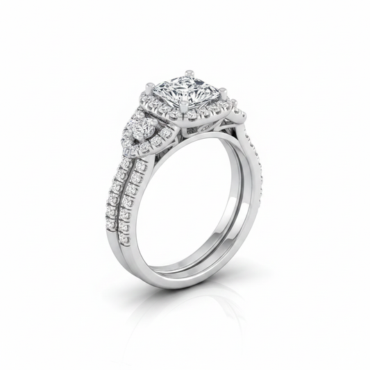 The Jennifer Matching Wedding Band, Princess in Platinum