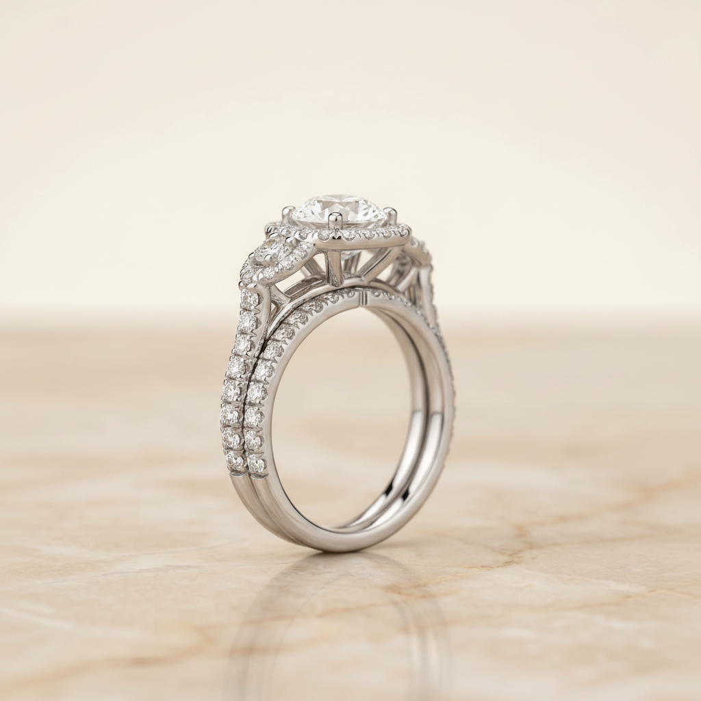 The Jennifer Matching Wedding Band, Round in Platinum