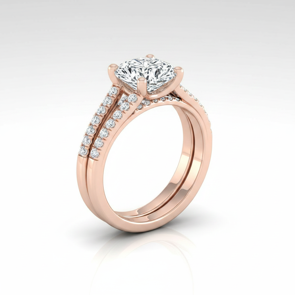 The Jessie Matching Wedding Band, Cushion in 14K Rose Gold