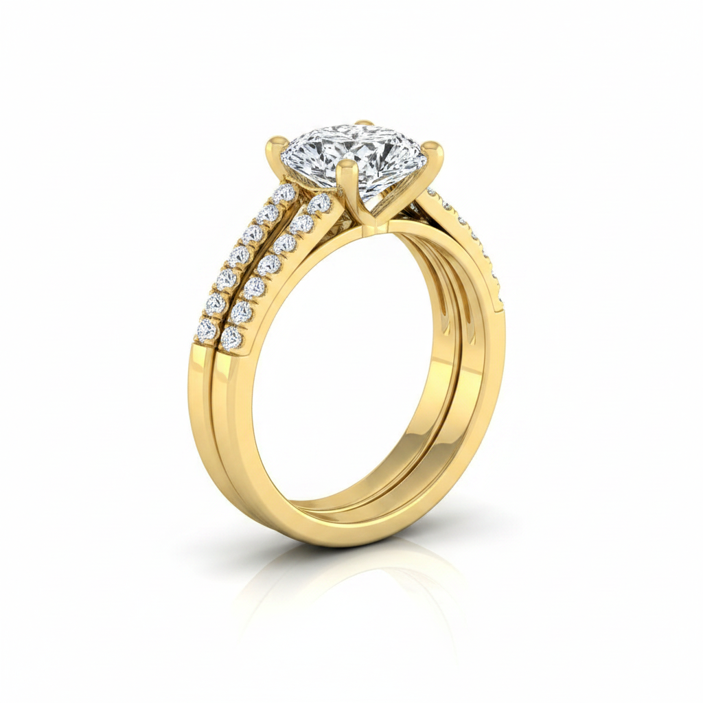 The Jessie Matching Wedding Band, Cushion in 18K Yellow Gold