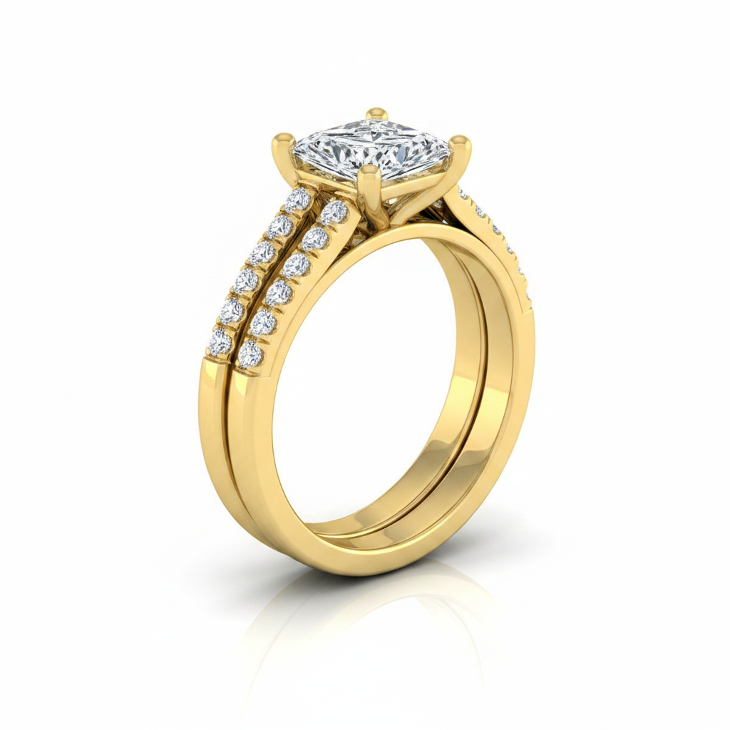 The Jessie Matching Wedding Band, Princess in 18K Yellow Gold