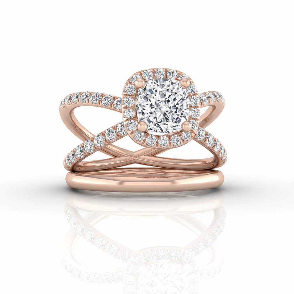 The Joan Matching Wedding Band, Cushion in 14K Rose Gold