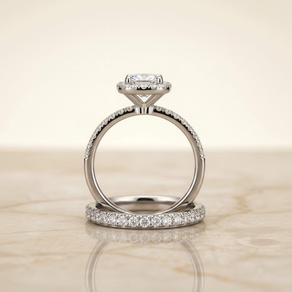 The Joan Matching Wedding Band, Cushion in 18K White Gold